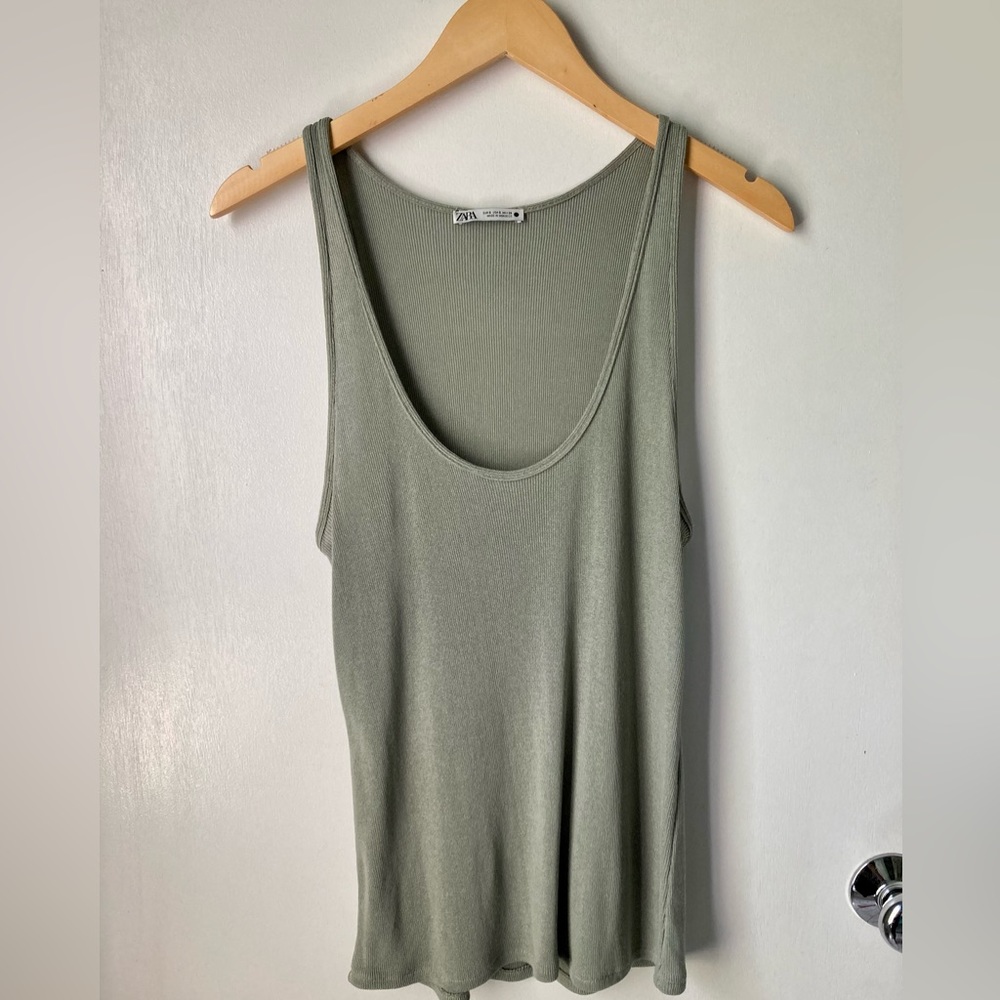 ZARA Ribbed oversized scoop neck tank